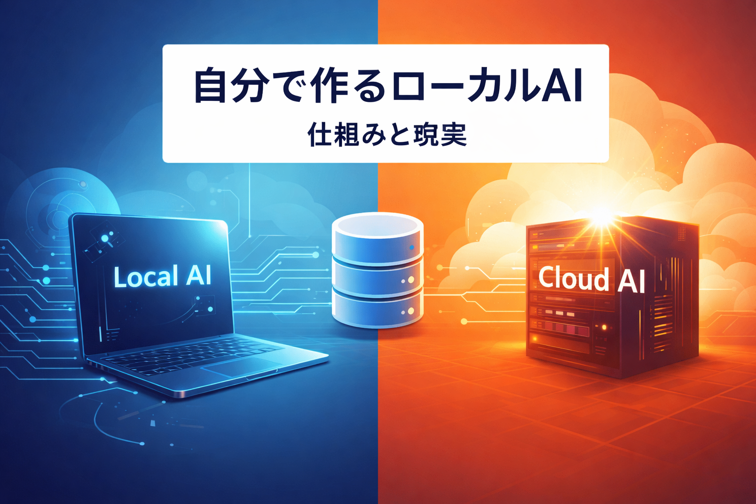 ローカルAIとクラウドAIの違いを示すイメージ図（Op